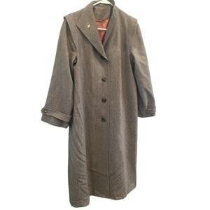 Vtg Womens Wool Long Line Pea Coat Size M L Grey Classic Quiet Luxury Preppy